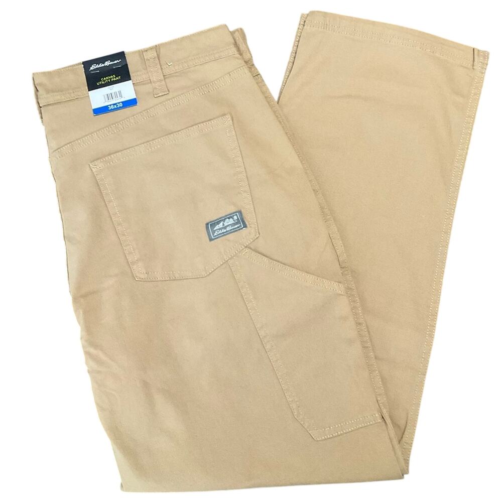Eddie Bauer Men's Canvas Tan Pants 36 X 30 NWT